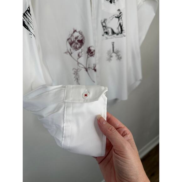 NWT Libertine Silk Screen Melange Deconstructed Mandarin Button Shirt L / XL - Picture 7 of 16